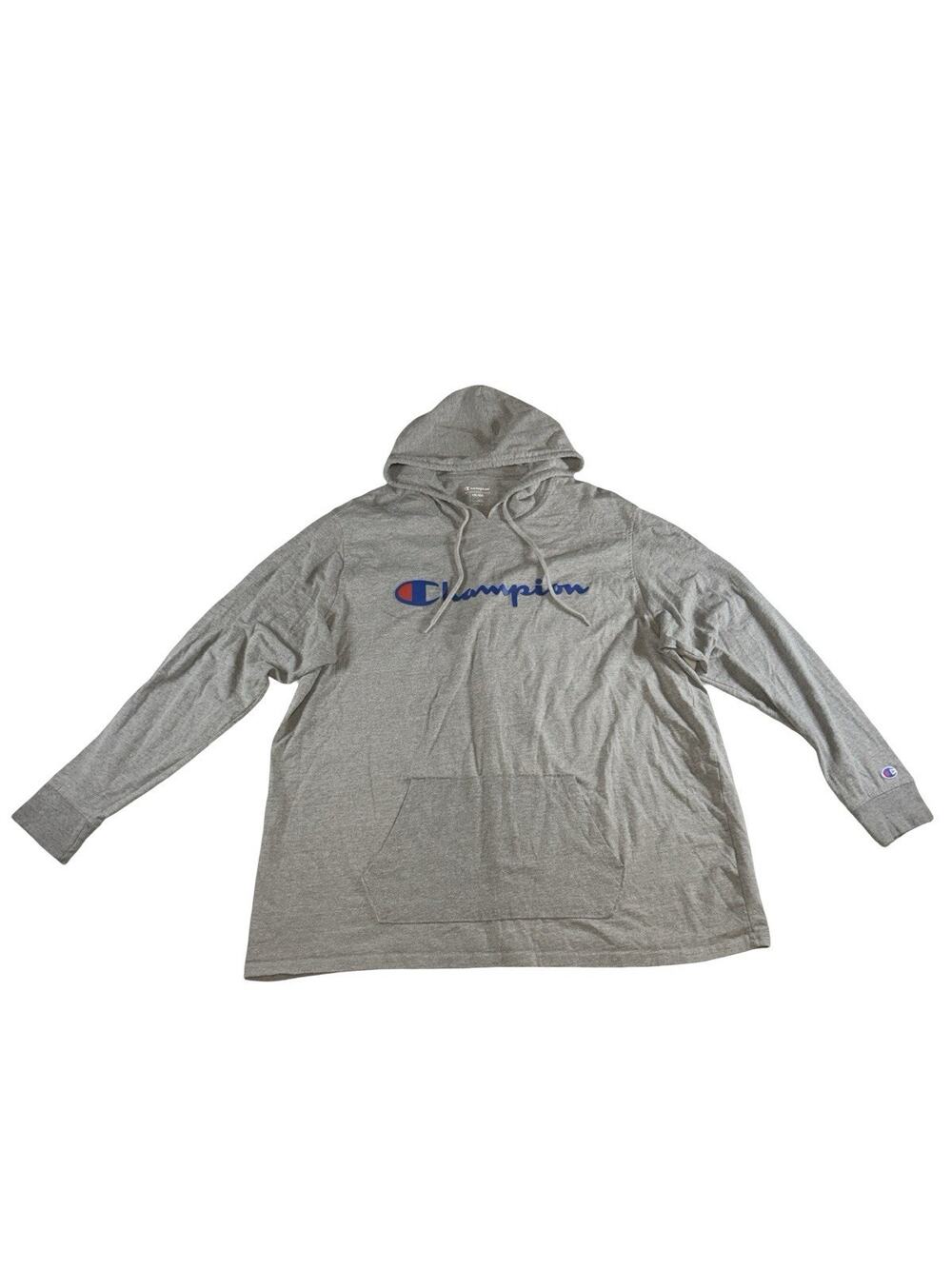 Champion Men’s XXL Gray Lightweight Pullover Hoodie Spellout Logo